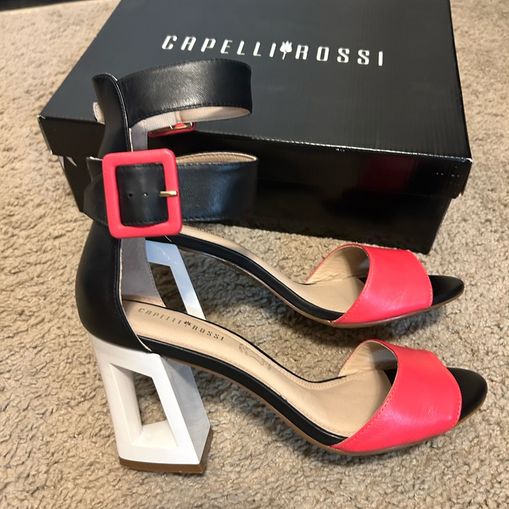 Capelli of New York Black and Red Heeled Sandals